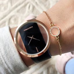 JOKER & WITCH Women Black & Gold-Toned Watch & Bracelet Gift Set-image-51