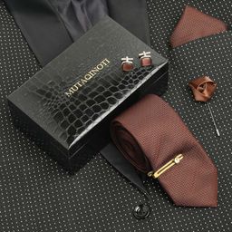 MUTAQINOTI Men Floral Silk Necktie Accessory Gift Set-image-116