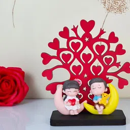 Ascension Red & Black Textured Love Moon Couple With Tree Stand-17