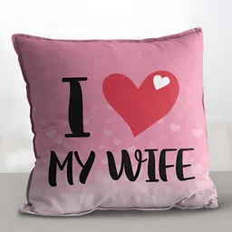 eCraftIndia I Love My Wife Message Digital Printed Cushion Cover With Cushion Filler Set-image-76