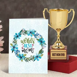 TIED RIBBONS Gift for Mom Special Gold-Toned Trophy With Printed Greeting Card-picture-49