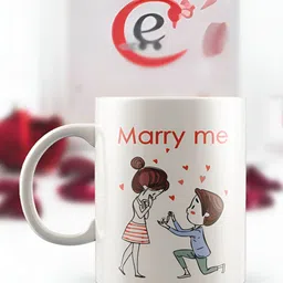 eCraftIndia White & Red "Marry Me" Valentine Love theme Printed Ceramic Coffee Mug-29