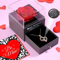 TIED RIBBONS Red & Grey 3 Pcs Valentine Theme Pendant & Card Home Gift Set-1