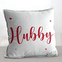 eCraftIndia Hubby Word Digital Printed Cushion Cover With Cushion Filler Set-image-90
