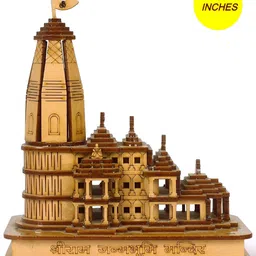 Classical Youth Brown & Beige Spiritual Shree Ram Mandir Ayodhya 3D Wooden Showpiece-image-98