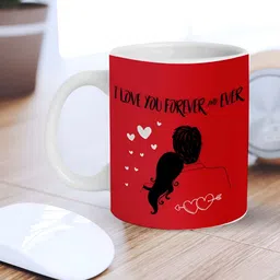 eCraftIndia White & Red The Couple Quote Printed Ceramic Coffee Mug-43