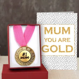 TIED RIBBONS Mothers Day Gift Gold-Toned Printed Greeting Card With Medal-image-73