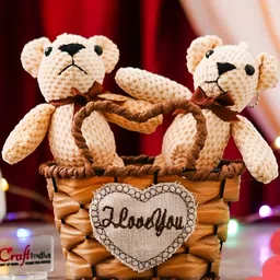 eCraftIndia Teddy Bears In a I Love You Heart Basket Teddy Bear for Valentine Gift Set-image-11