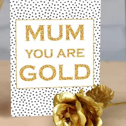TIED RIBBONS White & Gold Mother's Day Greeting Card with Rose Flower-78