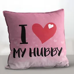 eCraftIndia I Love My Hubby Message Digital Printed Cushion Cover With Cushion Filler Set-image-75