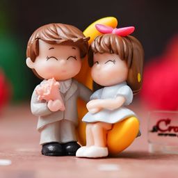 eCraftIndia Cream & Brown Love Moon Couple Showpiece-55