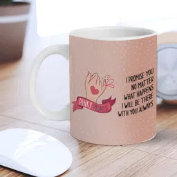 eCraftIndia White & Pink Ribbon With Pinky FingerMessage Printed Ceramic Coffee Mug-23