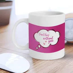eCraftIndia White & Pink Thought Cloud Quote Printed Ceramic Coffee Mug-41