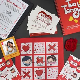Indigifts White & Red 8 Pieces Valentine Theme Printed Romantic Games Home Gift Set-3