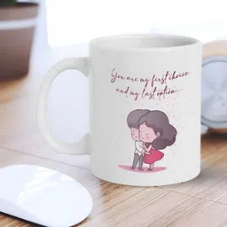 eCraftIndia White & Violet Couple Hugging Message Printed Ceramic Coffee Mug-11