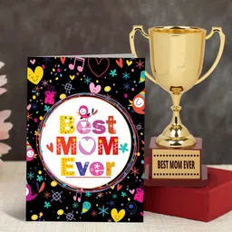 TIED RIBBONS Mothers Day Gift Pack Gold-Toned Trophy With Greeting Card-image-80