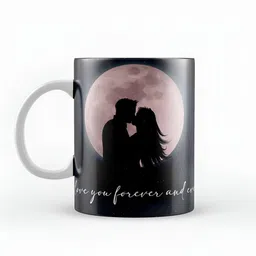 eCraftIndia White & Pink Couple In Front Of Moon Message Printed Ceramic Coffee Mug image 2