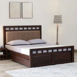 woodsworth from pepperfry Ulyano Sheesham Wood Queen Size Bed in Scratch Resistant Provincial Teak Finish With Drawer Storage-picture-7