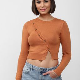 FOREVER 21 Women Orange Crop Cardigan-image-1