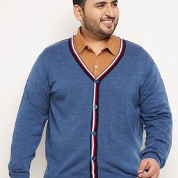 Club York Plus Size V-Neck Long Sleeves Acrylic Cardigan Sweater-image-52