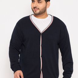 Club York Plus Size V-Neck Cotton Cardigan-image-94