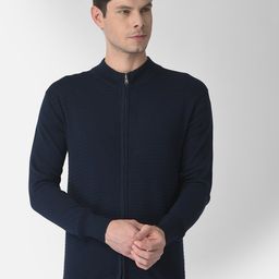 Turtle Men Navy Blue Striped Striped Cardigan-image-92