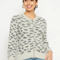 Duke Self Design Quirky Round Neck Cardigan Sweater-picture-11