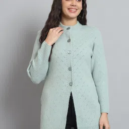 Chemistry Cable Knit Self Design Woollen Longline Cardigan-image-71