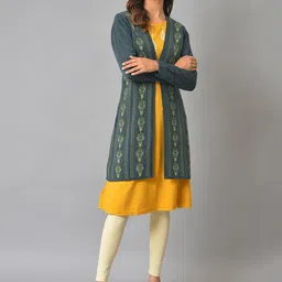 W Women Blue Floral Printed Cardigan-image-52