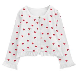 A T U N Girls White & Red Printed Cardigan-image-100