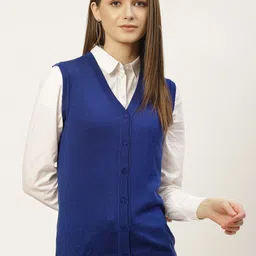 Monte Carlo Women Blue Solid Cardigan-image-68