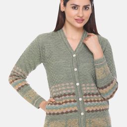 aarbee Women Sea Green Floral Cardigan-picture-16