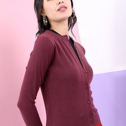 Tokyo Talkies Women Maroon Cardigan-image-99