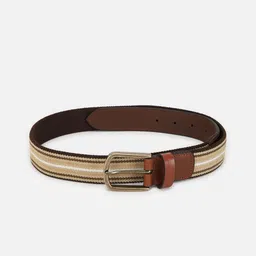 SIMON CARTER LONDON Men Striped Genuine Leather Belt-image-87