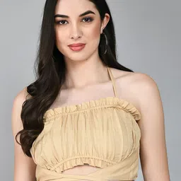 PRETTY LOVING THING Halter Neck Smocked Bralette Crop Top-image-81