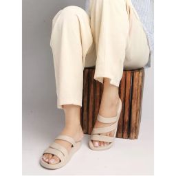 Carlton London Women Beige Three-Strap Platform Comfort Sandals-picture-43