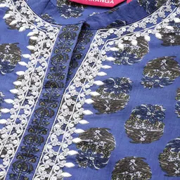 Varanga Women Floral Printed Mirror Work Pure Cotton Kurta With Trousers & With Dupatta image 2