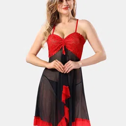 Be You Self Designed Net Baby Doll With Brief-11