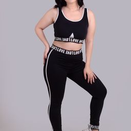 Keepfit Typography Printed Sports Crop Top With Tight-picture-2