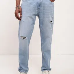 SHOWOFF Men Comfort Straight Fit Low-Rise Mildly Distressed Light Fade Acid Wash Jeans-image-69