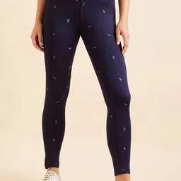 Sweet Dreams Navy Blue Printed Ankle-Length Tights-image-85