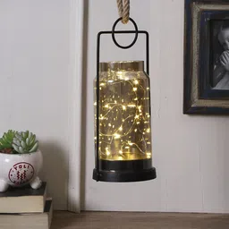 TAYHAA Black Wrought Iron Frame Table Lamp with LED Lights-0