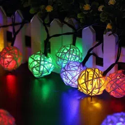 Gathari Set Of 15 Plug-In Bamboo Ball Fairy String Lights image 2