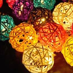 Gathari Set Of 15 Plug-In Bamboo Ball Fairy String Lights image 4