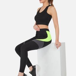 IMPERATIVE Women Black & Neon Solid Tights-25