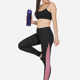 IMPERATIVE Women Black & Pink Solid Slim-Fit Tights-image-59