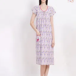Breezly Pack Of 2 Floral Printed Pure Cotton Midi Nightdress-picture-11