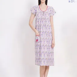Breezly Pack Of 2 Floral Printed Pure Cotton Midi Nightdress-11