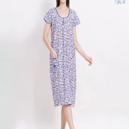 Breezly Pack Of 2 Floral Printed Pure Cotton Midi Nightdress-picture-19