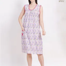 Breezly Pack of 2 Floral Printed Pure Cotton Midi Nightdress-picture-13